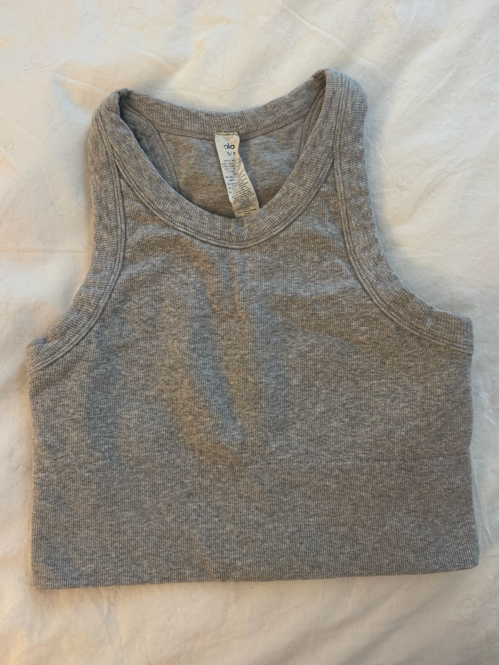 ALO Yoga Gray Ribbed Cropped Tank Top